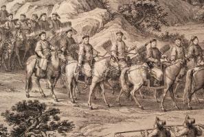 1769 Qianlong kínai császár győzelmeit megörökítő metszet-sorozat egy darabja. A nyugati régiók megh...