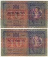 1904. 10K (2x) piros "Magyarország" körbélyegzővel T:III/IV,IV Valószínüleg hamis!!?