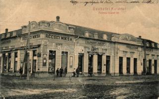 Kula, Ferenc József tér, Récsei Miksa, Klingvart Mátyás, Pongrácz Sándor kereskedései; kiadja W. L. / main square with shops (EB)