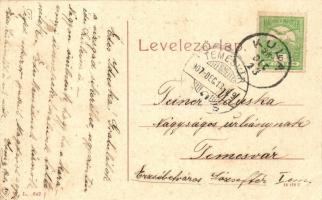 Kula, Ferenc József tér, Récsei Miksa, Klingvart Mátyás, Pongrácz Sándor kereskedései; kiadja W. L. ...