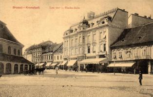 Brassó, Kronstadt; Len sor, üzletek; W. L. / Flachs-Zeile / street, shops