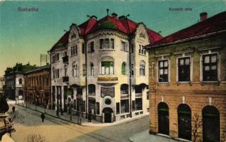 Szabadka, Subotica, Kossuth utca, Takarékpénztár, 'Fonciere' biztosító, Kávéház / street, Savings bank, 'Fonciere' Insurance company, coffe shop (EK)