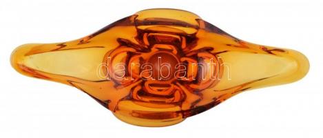 Dekoratív mangánsárga kínáló tál, jelzés nélkül, apró kopásnyomokkal, 35,5×15×13,5 cm