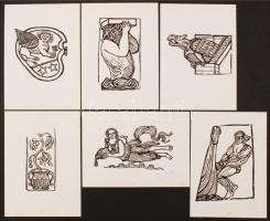 Perei Zoltán (1913 - 1992): 98 db különféle linómetszet, papíron, mind jelzett, mappában, 16×11 cm