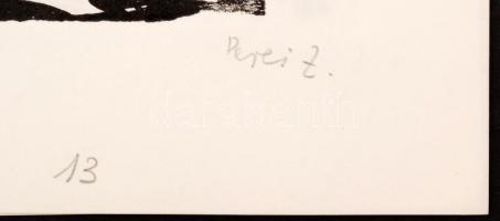 Perei Zoltán (1913 - 1992): 98 db különféle linómetszet, papíron, mind jelzett, mappában, 16×11 cm