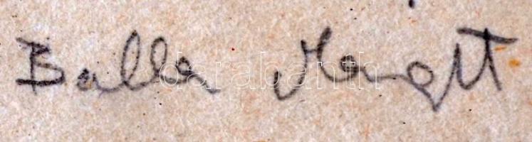 Balla Margit (1947- ): Sárkányjárás, rézkarc, papír, jelzett, üvegezett fa keretben, 9,5×14 cm