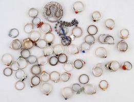 Bizsu gyűrű tétel, 61db, különböző méretben és minőségeben