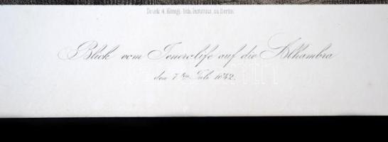 cca 1842 Blick vom Jeneralife auf die Alhambra den 7ten Juli 1842, litográfia, Königliche Lithograph...