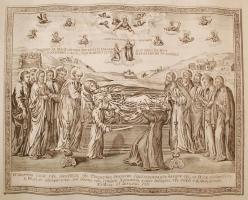 1791 Az Istenanya elszenderülése, rézmetszet, papír, görög nyelvű magyarázó szöveggel, 57×44,5 cm /
...