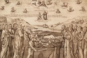 1791 Az Istenanya elszenderülése, rézmetszet, papír, görög nyelvű magyarázó szöveggel, 57×44,5 cm /
...