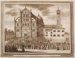 cca 1715-1750 Domenico Lovisa (1690 k.-1750 k.): Campo di San Zaccaria con la funzione del giorno di...