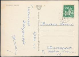 1961 Lakat Károly (1920-1988) FTC válogatott labdarúgó és mesteredző saját kezű aláírása egy Rudas Ferencnek általa írt képeslapon, 10x15cm