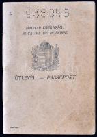 1929 Útlevél Toma Gáborné, dr. Toma Imre esperes édesanyjának kiadva a Magyar Királyság által, pp.:32, 16x11cm