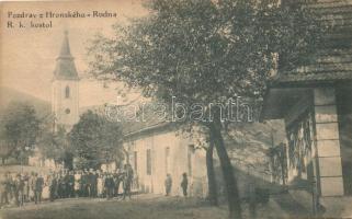 Garamrudnó, Rudno nad Hronom; Római Katolikus templom, utca / Roman catholic church, street (EK)