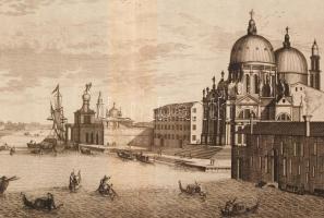 cca 1715-1750 Domenico Lovisa (1690 k.-1750 k.): Altra veduta della chiesa della Salute, a velencei ...