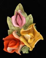 Aquincum porcelán rózsa, kézzel festett, jelzett, lepattanásokkal, jelzett, 12x9 cm