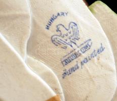 Aquincum porcelán rózsa, kézzel festett, jelzett, lepattanásokkal, jelzett, 12x9 cm