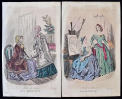 1847 Modes de Paris: Le Miroir, színezett metszet, dúcon jelzettek, Scmidt et Daer, és mások, papír,...