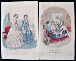 1847 Modes de Paris: Le Miroir, színezett metszet, dúcon jelzettek, Scmidt et Daer, és mások, papír,...