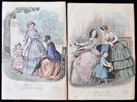 1847 Modes de Paris: Le Miroir, színezett metszet, dúcon jelzettek, Scmidt et Daer, és mások, papír,...
