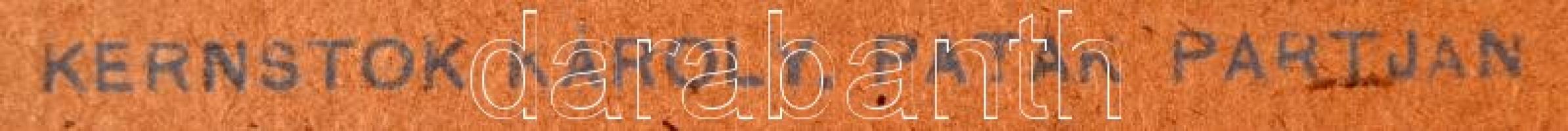 Kernstok Károly (1873-1940): Patak partján. Színes linómetszet, papír, foltos, megjelent a Modern Ma...