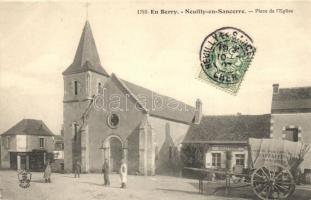 Neuilly-en-Sancerre, Place de lEglise, Millet Blain / church square, shop, merchants horse carriage (EK)