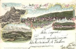 1897 Avtovac, Kordonposten Gat., K.u.K. Militärlager, Cordons-Kaserne Cemerno / military barracks, floral, Art Nouveau, litho (b)