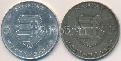 1947. 5Ft Ag "Kossuth" (2x) T:3