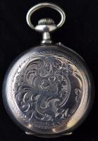 Ezüst zsebóra, Ag., bruttó:23,3gr., jelzés nélkül, működik, d:3cm /Silver pocket watch,  Ag., gross:...
