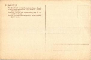 Budapest V. Szabadság tér, irredenta szobrok - 4 db megíratlan képeslap