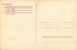 Budapest V. Szabadság tér, irredenta szobrok - 4 db megíratlan képeslap