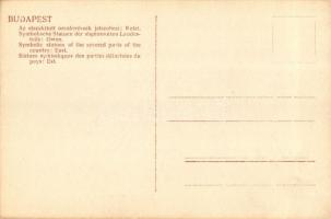 Budapest V. Szabadság tér, irredenta szobrok - 4 db megíratlan képeslap