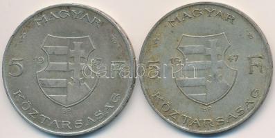 1947. 5Ft Ag "Kossuth" (2x) T:3