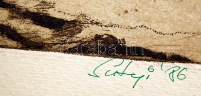 Sutyi jelzéssel: Endrének. Rézkarc, papír, 19×29 cm