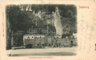 1899 Salzburg, Pferdeschwemme und Neuthor / horse well, gate (EK)