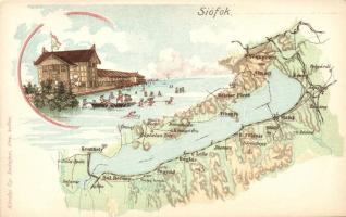 Siófok, Balaton térkép, Károlyi Gy. litho (b)