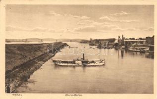 Wesel, Rhein-Hafen / river Rhine, port, steamship