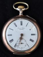 Aranyozott ezüst zsebóra, Carl Rehn, Landau, Ag., bruttó:75,8gr., jelzett, működik, hibás számlappal, d:4,5cm /Gold-plated silver pocket watch, Karl Rehn, Landau, Ag, gross:.. 75,8gr, marked, operate, faulty dial, d: 4.5cm