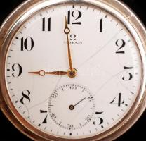 Omega ezüst(Ag) másodpercmutatós zsebóra, sérült számlappal, jelzett, működőképes állapotban, d: 5,5...