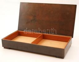 Iparművészeti Lignifer  réz doboz, jelzett,  20×10 cm