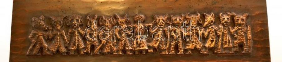 Iparművészeti Lignifer  réz doboz, jelzett,  20×10 cm