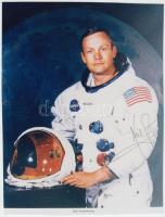 Neil Armstrong, Buzz Aldrin és Michael Collins amerikai űrhajósok portréi, eredeti, aláírt fotókról ...