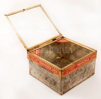 cca 1930 Pannonia Győr vitrin doboz, fém-üveg, 23×21 cm