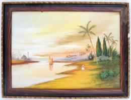 Koszkol jelzéssel: Egzotikus táj. Tempera, papír, keretben, 34×49 cm