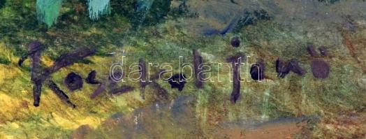 Koszkol jelzéssel: Egzotikus táj. Tempera, papír,  keretben, 34×49 cm