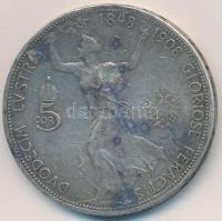 Ausztria 1908. 5K Ag "Jubileum" T:3 patina Austria 1908. 5 Corona Ag "Jubilee" C:F patina