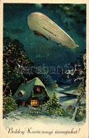 Boldog karácsonyi ünnepeket / Graf Zeppelin, Christmas greeting, litho