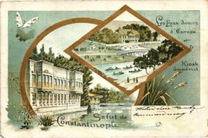 1899 Constantinople, Kiosk Imperial gold floral litho