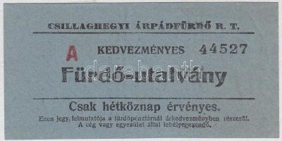 Csillaghegyi Árpádfürdő R.T. kedvezményes fürdőutalvány