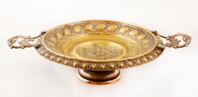 Gazdagon díszített préselt fém kínáló, d: 24 cm